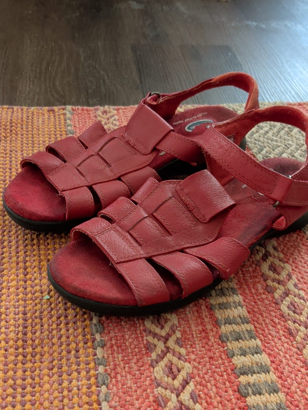 Dr. Scholl's Women's Red Strappy Leather Sandals